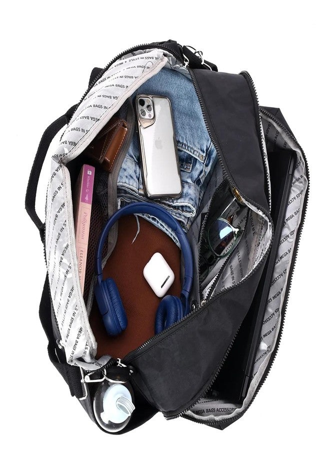 موكا حقيبة سفر صغيرة الحجم - حقيبة أمتعة بأحزمة كتف قابلة للفصل وأقسام متعددة - حقيبة واسعة للرجال والنساء (أسود) - Image 4